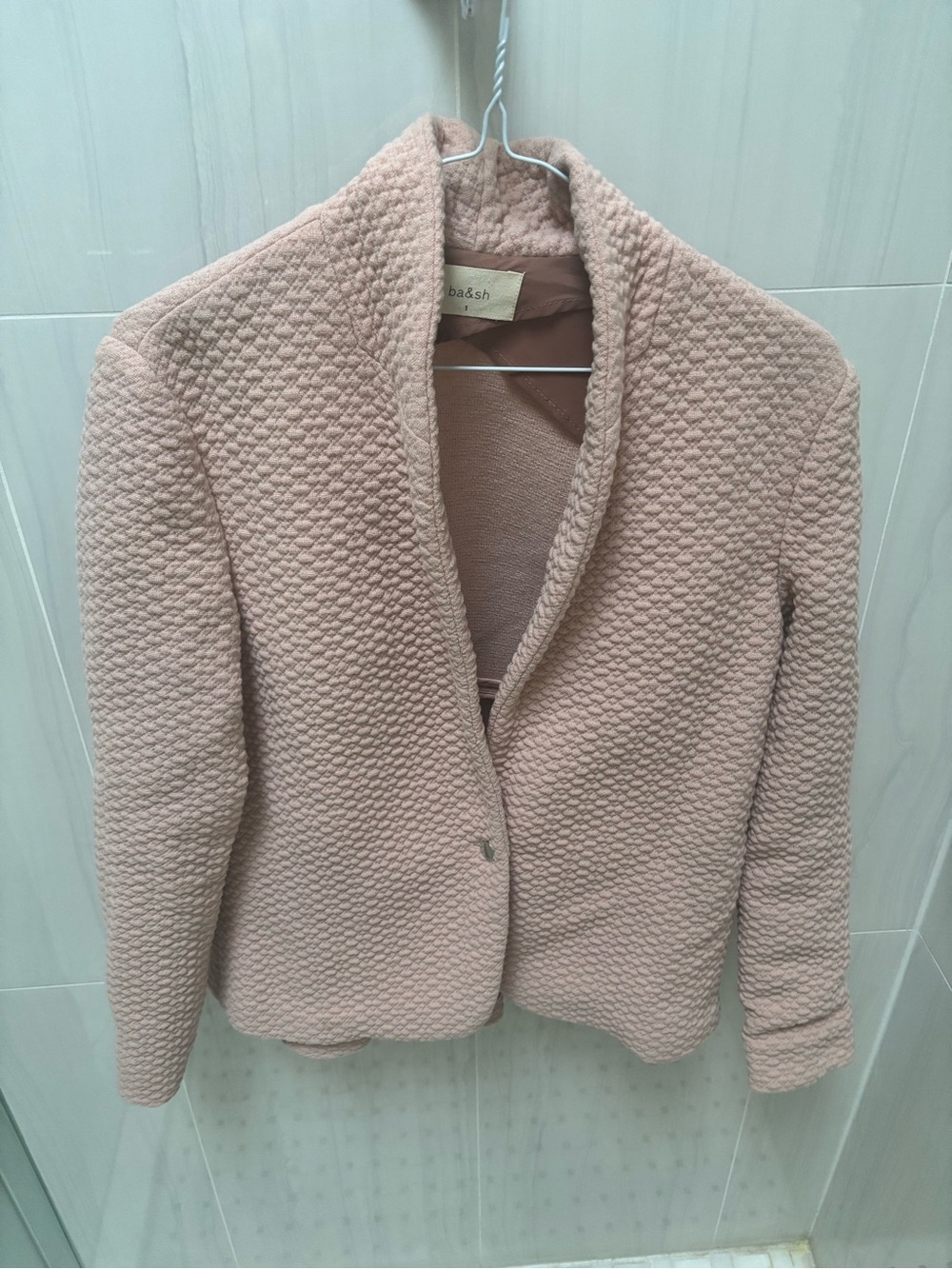 ba&sh Quilted Knit Blazer Jacket in Dusty Rose